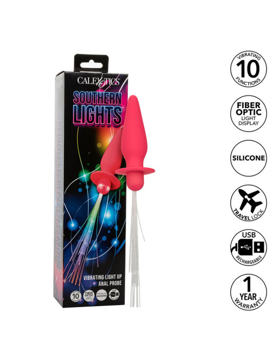 CALEXOTICS PLUG ANAL VIBRANTE CON LUCES 10 MODOS SILICONA ROSA DE LA MARCA CALEXOTICS