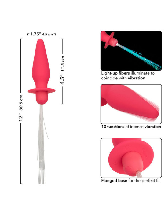 CALEXOTICS PLUG ANAL VIBRANTE CON LUCES 10 MODOS SILICONA ROSA DE LA MARCA CALEXOTICS