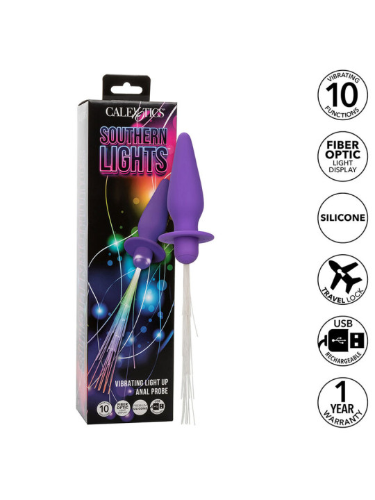 CALEXOTICS PLUG ANAL VIBRANTE CON LUCES 10 MODOS SILICONA VIOLETA DE LA MARCA CALEXOTICS
