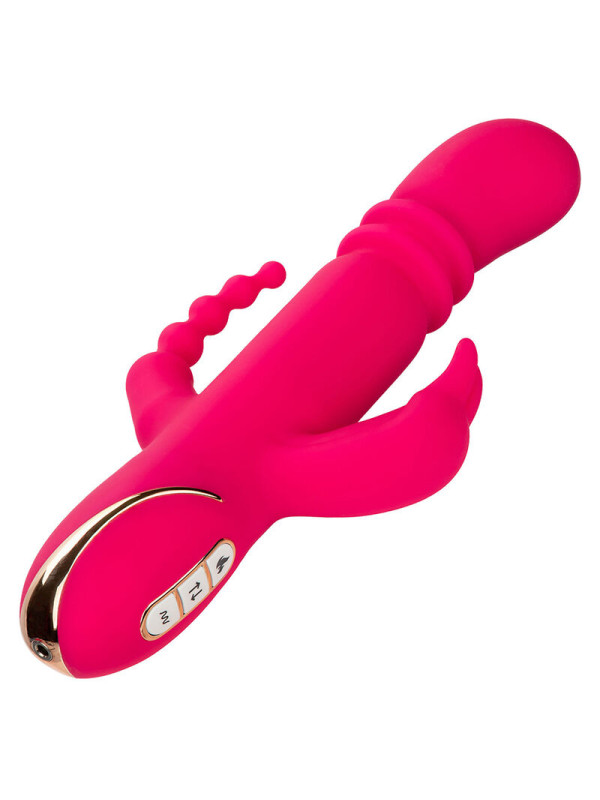 VIBRADOR CALENTABLE RABBIT TRIPLE FUNCIÓN JACK FANTASY ROSA DE LA MARCA CALEXOTICS