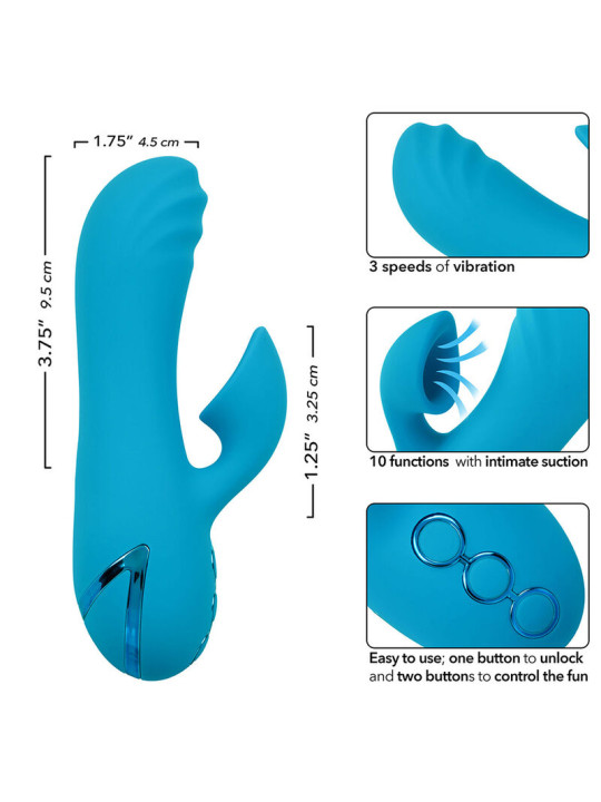 VIBRADOR Y ESTIMULADOR DUAL SUNSET BEACH 10 FUNCIONES DE LA MARCA CALEXOTICS
