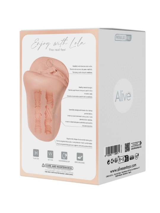 MASTURBADOR MASCULINO DOBLE VAGINA Y ANO SUPER REALÍSTICO LOLA DE LA MARCA ALIVE