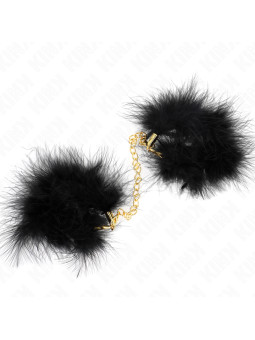 ESPOSAS DE PLUMAS NEGRO CON CADENA DORADA KINK DE LA MARCA KINK WRIST RESTRAINT
