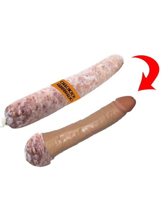 DILDO SALCHICHÓN EXTRA - JUGUETE ERÓTICO SEGURO Y DIVERTIDO DE LA MARCA DIABLO PICANTE