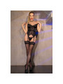 CORSET 3 PIEZAS ENCAGE Y SATÉN NEGRO CHILIROSE DE LA MARCA CHILIROSE CORSETS