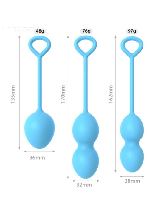 PESAS VAGINALES ARMONY 3 NIVELES AZUL - EJERCICIOS ÍNTIMOS DE LA MARCA ARMONY WEARABLES