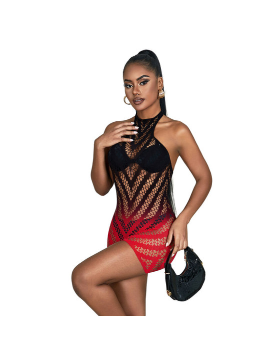 BODYSTOCKING REJILLA DEGRADADO ROJO Y NEGRO SUBBLIME DE LA MARCA SUBBLIME DRESSES