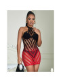 BODYSTOCKING REJILLA DEGRADADO ROJO Y NEGRO SUBBLIME DE LA MARCA SUBBLIME DRESSES