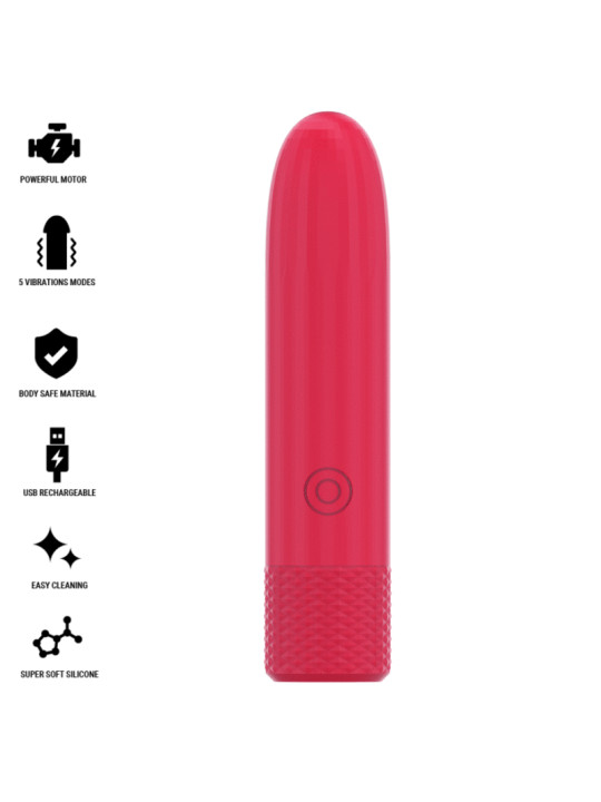 BALA VIBRADORA SYMONE RECARGABLE USB 8 MODOS ROJO DE LA MARCA INTENSE FUN