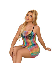 BODYSTOCKING REJILLA ARCOÍRIS HOMBROS DESCUBIERTOS SUBBLIME DE LA MARCA SUBBLIME DRESSES