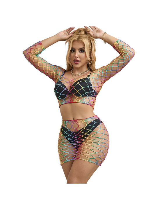 BODYSTOCKING REJILLA ARCOÍRIS 2 PIEZAS MANGA LARGA SUBBLIME DE LA MARCA SUBBLIME SETS