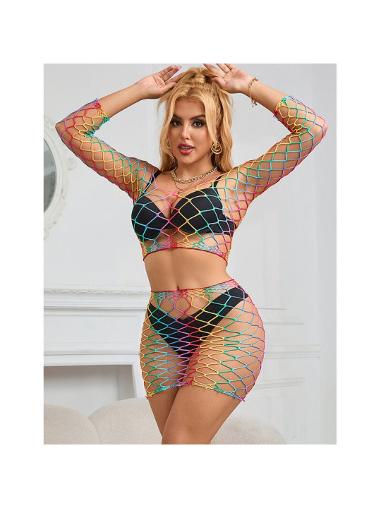 BODYSTOCKING REJILLA ARCOÍRIS 2 PIEZAS MANGA LARGA SUBBLIME DE LA MARCA SUBBLIME SETS