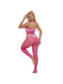 BODYSTOCKING CROTCHLESS DE ENCAJE ROSA CON CUELLO ALTO DE LA MARCA SUBBLIME BODYSTOCKINGS