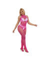 BODYSTOCKING CROTCHLESS DE ENCAJE ROSA CON CUELLO ALTO DE LA MARCA SUBBLIME BODYSTOCKINGS