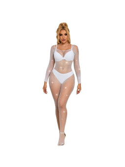 BODYSTOCKING REJILLA CON DIAMANTES MANGA LARGA BLANCO DE LA MARCA SUBBLIME BODYSTOCKINGS