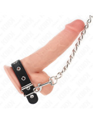 KINK - ANILLO PENE CUERO 21.5 X 2 CM CON CADENA METAL 60 CM Y CORREA DE CUERO DE LA MARCA KINK RING POWER