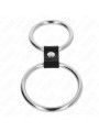 KINK - ANILLO PENE DOBLE METAL 3.7 CM A 5 CM CONECTADOS POR CORREA POLIPIEL MODELO 1 DE LA MARCA KINK RING POWER