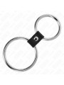 KINK - ANILLO PENE DOBLE METAL 3.7 CM A 5 CM CONECTADOS POR CORREA POLIPIEL MODELO 1 DE LA MARCA KINK RING POWER