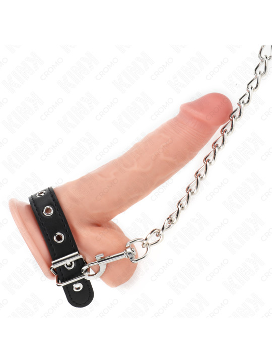 KINK - ANILLO PENE CUERO CON CORREA 21.5 X 2 CM Y CADENA METAL 60 CM DE LA MARCA KINK RING POWER