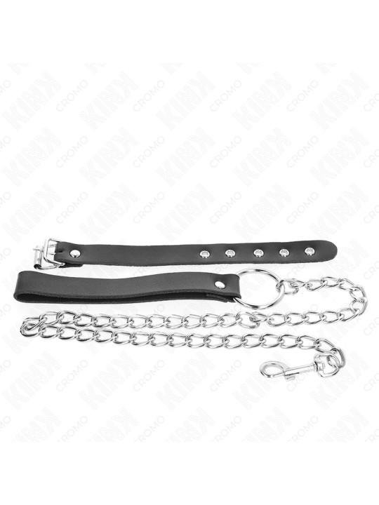 KINK - ANILLO PENE CUERO CON CORREA 21.5 X 2 CM Y CADENA METAL 60 CM DE LA MARCA KINK RING POWER