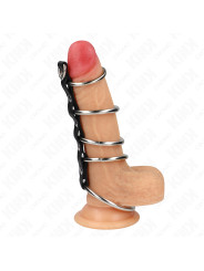 KINK - 5 ANILLOS PENE METAL 3.2 CM A 5 CM CONECTADOS POR POLIPIEL DE LA MARCA KINK RING POWER