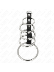 KINK - 5 ANILLOS PENE METAL 3.2 CM A 5 CM CONECTADOS POR POLIPIEL DE LA MARCA KINK RING POWER