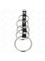 KINK - 5 ANILLOS PENE METAL 3.2 CM A 5 CM CONECTADOS POR POLIPIEL DE LA MARCA KINK RING POWER