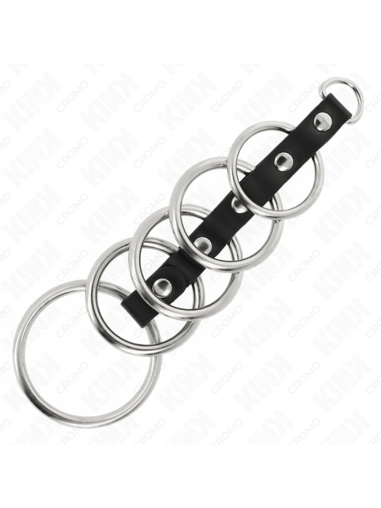 KINK - 5 ANILLOS PENE METAL 3.2 CM A 5 CM CONECTADOS POR POLIPIEL DE LA MARCA KINK RING POWER
