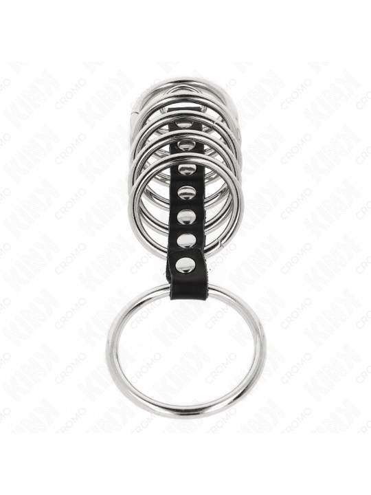 KINK - 7 ANILLOS PENE METAL 3.2 CM A 5 CM CONECTADOS POR POLIPIEL DE LA MARCA KINK RING POWER