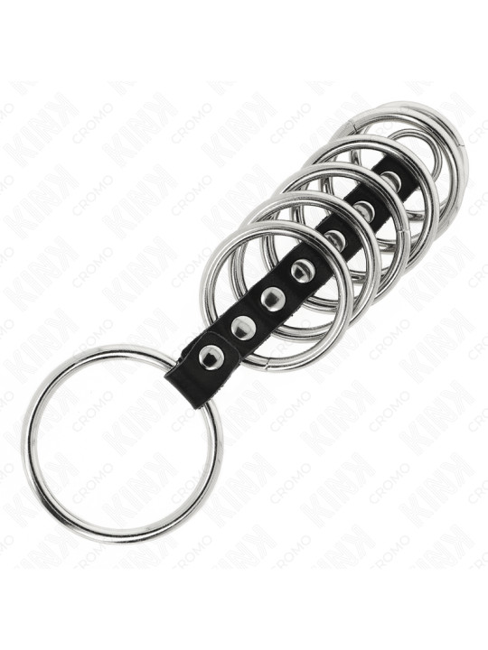 KINK - 7 ANILLOS PENE METAL 3.2 CM A 5 CM CONECTADOS POR POLIPIEL DE LA MARCA KINK RING POWER