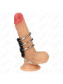 KINK - 4 ANILLOS PENE METAL 3.7 CM A 5 CM CONECTADOS POR CUERO DE LA MARCA KINK RING POWER