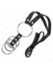 KINK - 4 ANILLOS PENE METAL CONECTADOS 3.8 CM A 5 CM CON CINTURÓN DE POLIPIEL 112 CM DE LA MARCA KINK RING POWER