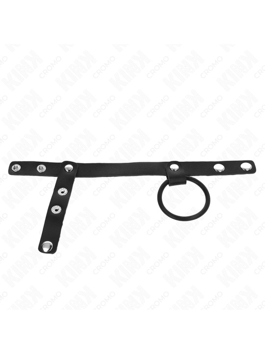ANILLO PENE SILICONA KINK CON DIVISOR DE BOLAS Y CORREA DE CUERO DE LA MARCA KINK RING POWER