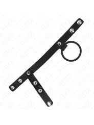 ANILLO PENE SILICONA KINK CON DIVISOR DE BOLAS Y CORREA DE CUERO DE LA MARCA KINK RING POWER
