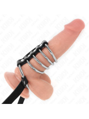 KINK - 5 ANILLOS PENE 3.8 CM A 5 CM METAL CON CINTURÓN POLIPIEL 112 CM DE LA MARCA KINK RING POWER