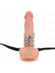 KINK - 5 ANILLOS PENE 3.8 CM A 5 CM METAL CON CINTURÓN POLIPIEL 112 CM DE LA MARCA KINK RING POWER