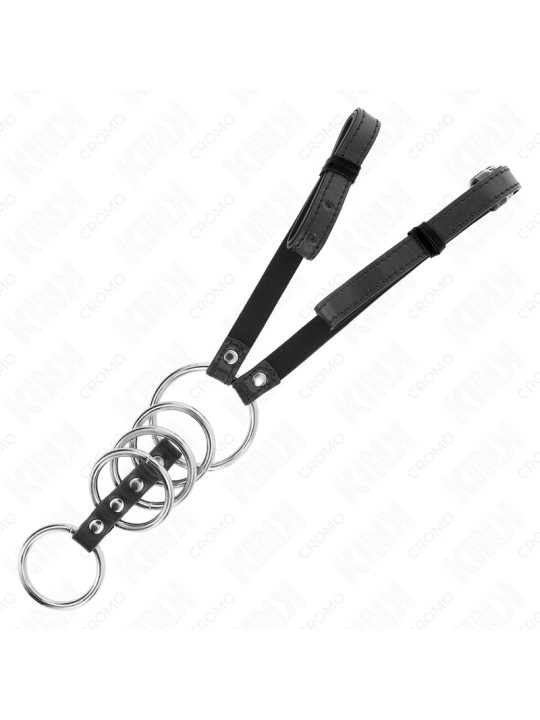 KINK - 5 ANILLOS PENE 3.8 CM A 5 CM METAL CON CINTURÓN POLIPIEL 112 CM DE LA MARCA KINK RING POWER