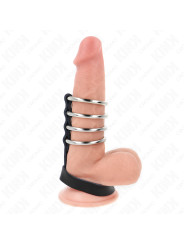 KINK - 4 ANILLOS PENE METAL 3.8 CM CONECTADOS CON CORREA DE CUERO 22 X 1.5 CM Y CIERRE A PRESIÓN DE LA MARCA KINK RING POWER