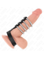 KINK - 4 ANILLOS PENE METAL 3.8 CM CONECTADOS CON CORREA DE CUERO 22 X 1.5 CM Y CIERRE A PRESIÓN DE LA MARCA KINK RING POWER