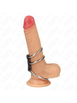 ANILLO PENE TRIPLE METAL Y CUERO KINK - ESTIMULACIÓN INTENSA DE LA MARCA KINK RING POWER