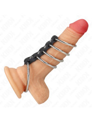 KINK - 5 ANILLOS PENE 3.7 CM A 5 CM METAL CONECTADOS POR CUERO DE LA MARCA KINK RING POWER