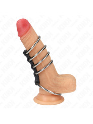 KINK - 5 ANILLOS PENE 3.7 CM A 5 CM METAL CONECTADOS POR CUERO DE LA MARCA KINK RING POWER