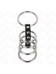 KINK - 5 ANILLOS PENE 3.7 CM A 5 CM METAL CONECTADOS POR CUERO DE LA MARCA KINK RING POWER
