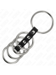 KINK - 5 ANILLOS PENE 3.7 CM A 5 CM METAL CONECTADOS POR CUERO DE LA MARCA KINK RING POWER
