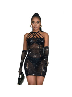 BODYSTOCKING DE REJILLA CON BRILLANTES NEGRO SUBBLIME DE LA MARCA SUBBLIME DRESSES