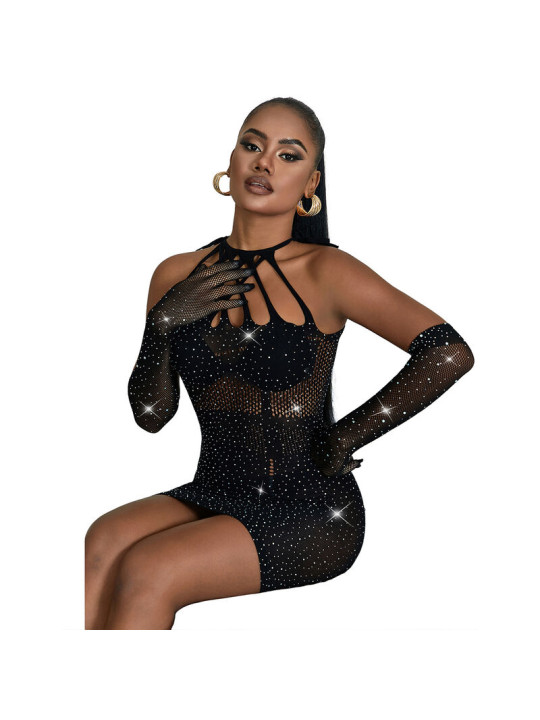 BODYSTOCKING DE REJILLA CON BRILLANTES NEGRO SUBBLIME DE LA MARCA SUBBLIME DRESSES
