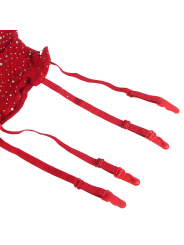 BODYSTOCKING DE REJILLA ROJO CON GUANTES Y DIAMANTES SUBBLIME DE LA MARCA SUBBLIME BODYSTOCKINGS