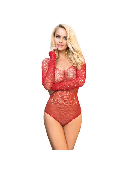 BODYSTOCKING REJILLA BRILLANTE ROJO MANGA LARGA SUBBLIME DE LA MARCA SUBBLIME BODIES