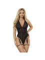 BODY CON LIGUERO NEGRO SUBBLIME S/M - LENCERÍA SEXY DE LA MARCA SUBBLIME BODYSTOCKINGS