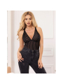 BODY CON LIGUERO NEGRO SUBBLIME S/M - LENCERÍA SEXY DE LA MARCA SUBBLIME BODYSTOCKINGS